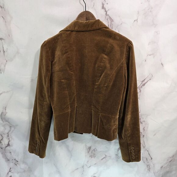 Gap Blazer Womens Small 4 Brown Velvet Vintage Jacket Pleated Stretch Cognac Y2K - Picture 5 of 10